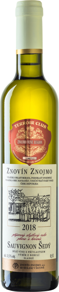 Znovin Znojmo, Sauvignon sedy, vyber z bobuli, nb. 8361 2018